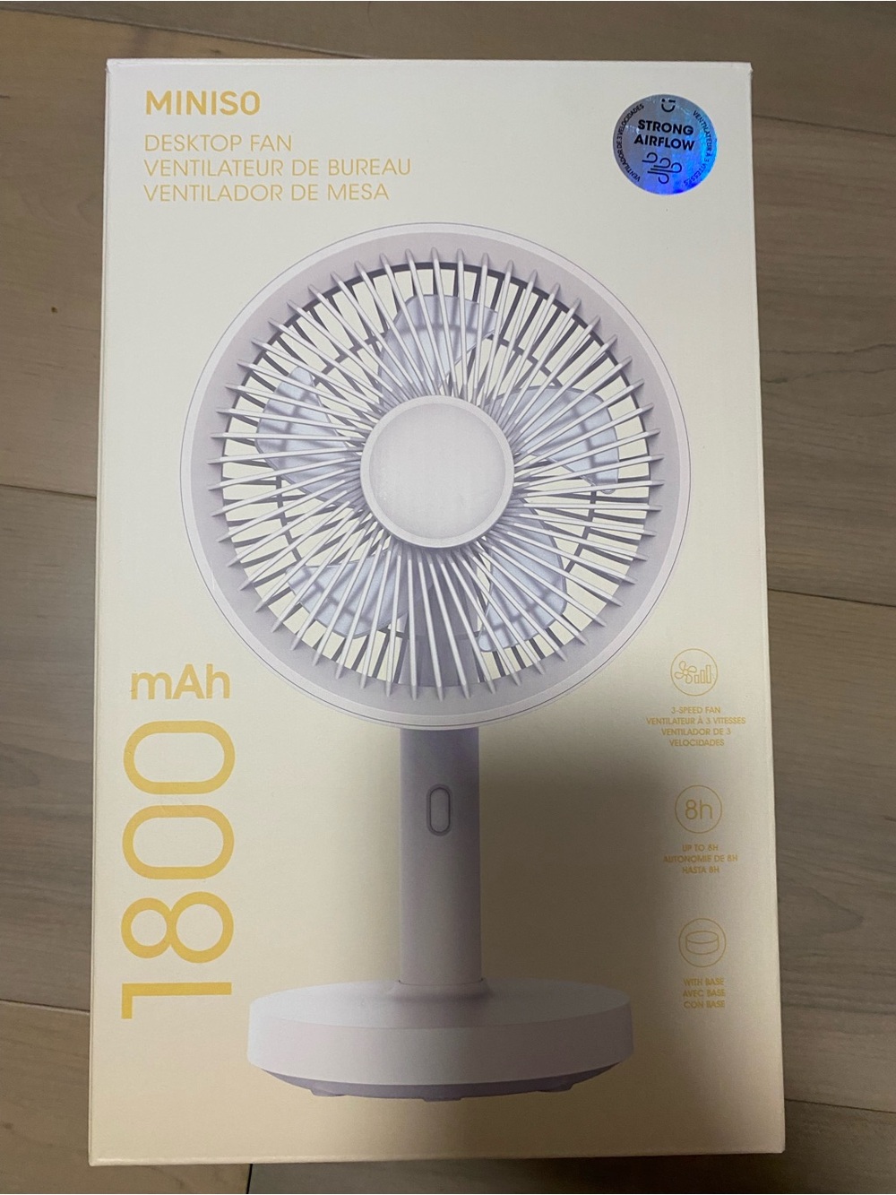 MINISO Portable Desktop Fan - White, 18000 mAh